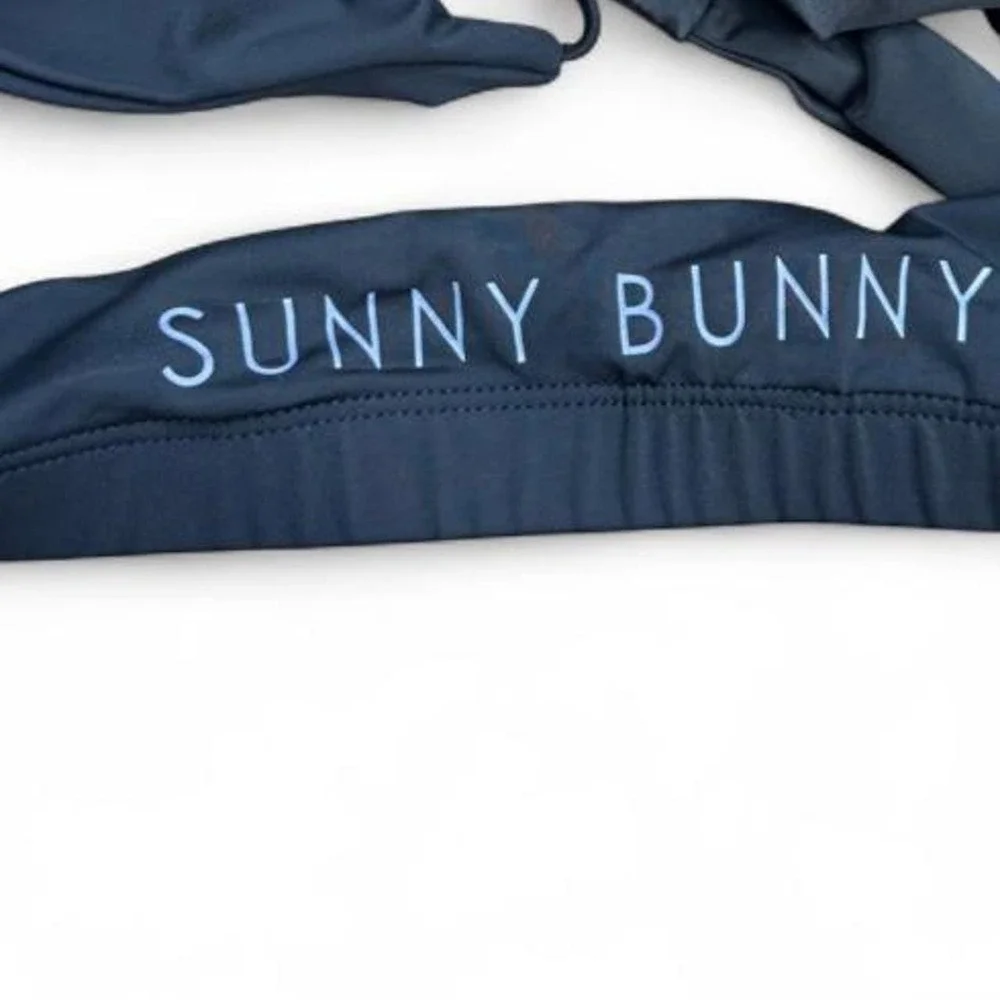 Sunny Bunny Swim Black Two Piece Bikini Set Womens Large Halter High Cut Cheeky